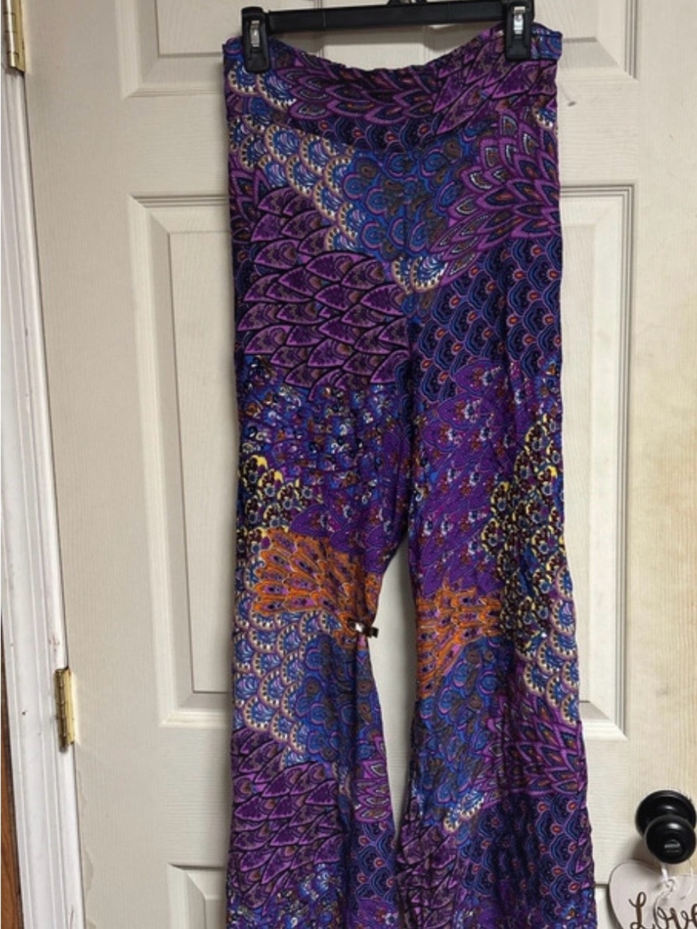 Purple Patterned Wide-Leg Pants